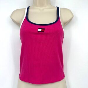 Tommy Hilfiger Y2K Cropped Tank Top Woman’s juniors size large ribbed embroidere